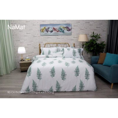 Bộ Chăn Ga Gối ProTencel H Dương Xỉ Xanh Trắng